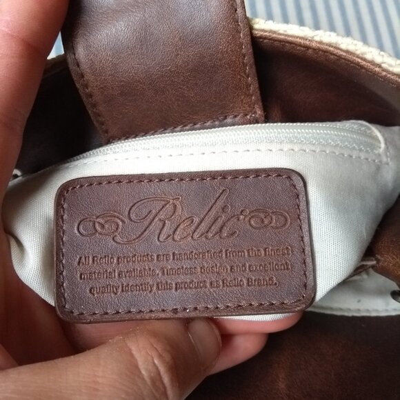 Relic Leather Woven Small Purse Tan and Brown - Picture 3 of 10